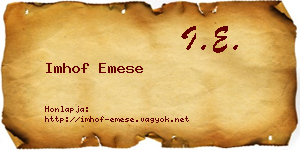 Imhof Emese névjegykártya